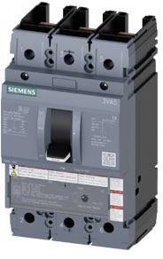 Ein Siemens-Leistungsschalter in Grau, spezialisiert für industrielle Anwendungen, mit einem Schalterhebel in der Mitte.