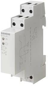 Ein elektrisches Schaltgerät von Siemens mit zwei Reihen von Anschlüssen oben und unten sowie einem abgedruckten Schaltplan an der Seite.