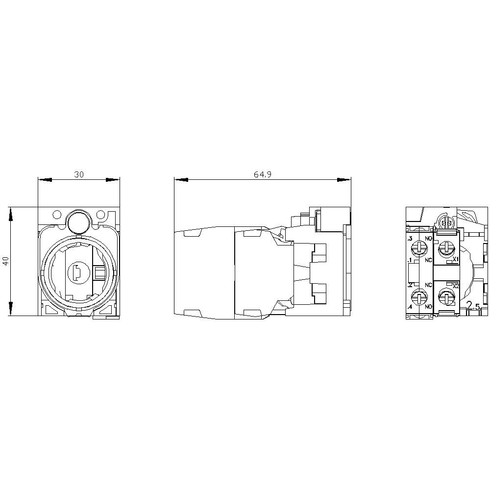 Siemens 3SU1501-1AG00-1FA0 Halter für 3 Module 1 Öffner, 1 Schließer Bernstein 1St.