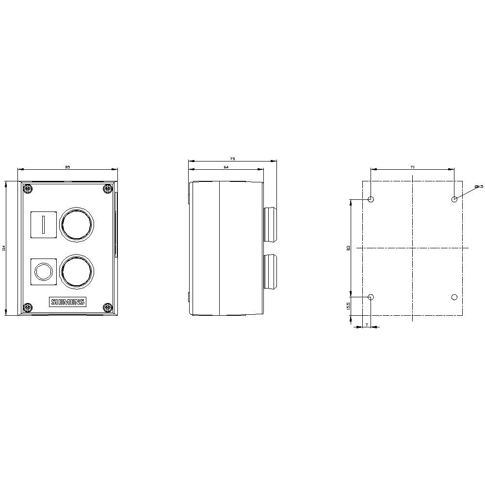 Siemens 3SU18020AB002AB1 3SU1802-0AB00-2AB1 Gehäuse IP66, IP67, IP69/IP69K 1St.