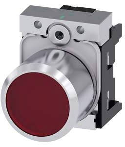 Ein silberner Metallschalter mit rotem Knopf, typischerweise an Geräten oder Maschinen zur Steuerung oder als Alarmschalter verwendet.