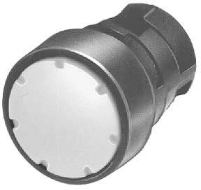 Schwarz-weißer drehbarer Knopf mit glatter Oberfläche und geriffelten Rändern, möglicherweise für industrielle Anwendungen geeignet.