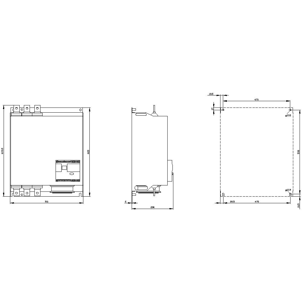 Siemens 3RW4453-6BC44 Sanftstarter Motorleistung bei 400 V 315 kW 460 V Nennstrom 551 A