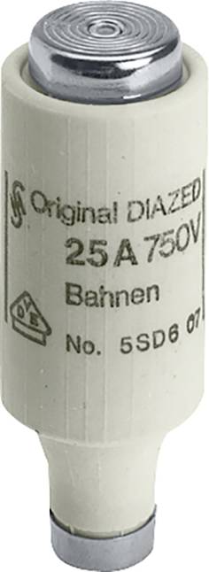 Sicherungsgerät des Typs Diazed mit der Beschriftung 'Original DIAZED 25A 750V Bahnen'.