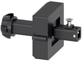 Ein schwarzes Kunststoffteil mit einem Schraubmechanismus, das zur Befestigung oder Einstellung in einer mechanischen oder technischen Anwendung dient.