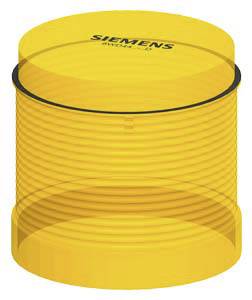 Gelber, runder Leuchtaufsatz mit Aufschrift 'SIEMENS' und schwarzem Rand, geeignet für Signal- oder Warngeräte.