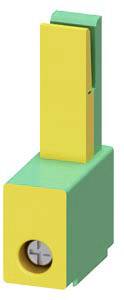 Ein gelb-grünes elektrisches Steckverbinder-Modul mit Schraubanschluss, geeignet für industrielle Anwendungen.