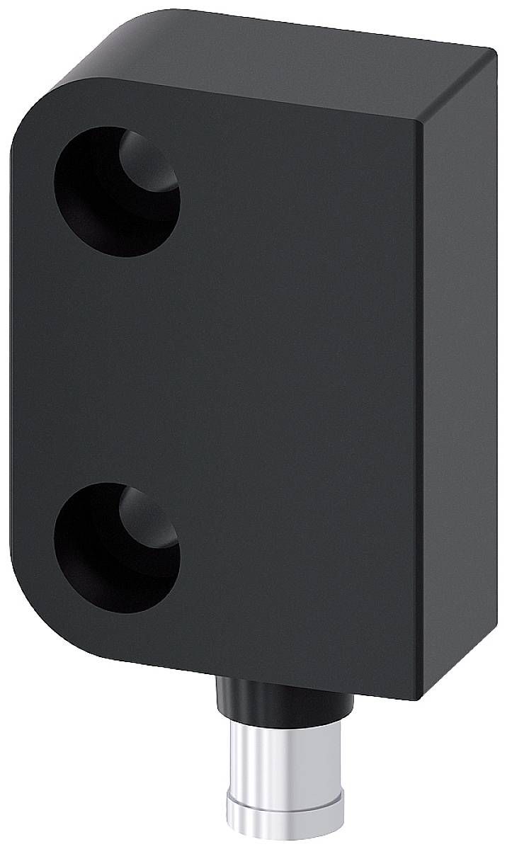 Ein schwarzer rechteckiger Sensor mit einem silberfarbenen Anschluss an der Unterseite, geeignet für industrielle Anwendungen.