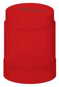Roter Plastikdeckel mit Schriftzug oben; verwendet zum Verschließen von Behältern.