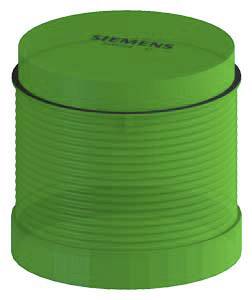 Grünes, zylinderförmiges Objekt mit geriffelter Oberfläche, markiert mit 'Siemens' oben.