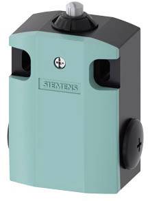 Elektrischer Stellantrieb in hellblauer Gehäusefarbe mit Siemens-Logo und seitlichen Einstellrädern für Regelventile.