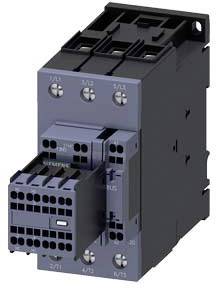 Abgebildet ist ein schwarzer, rechteckiger Elektroschalter oder Schütz mit mehreren Anschlussklemmen und Schrauben auf der Vorderseite.