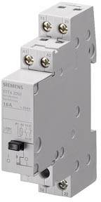 Abgebildet ist ein elektrisches Installationsschütz der Marke Siemens mit einem Schaltstrom von 16 A und 230 V Spulenspannung.