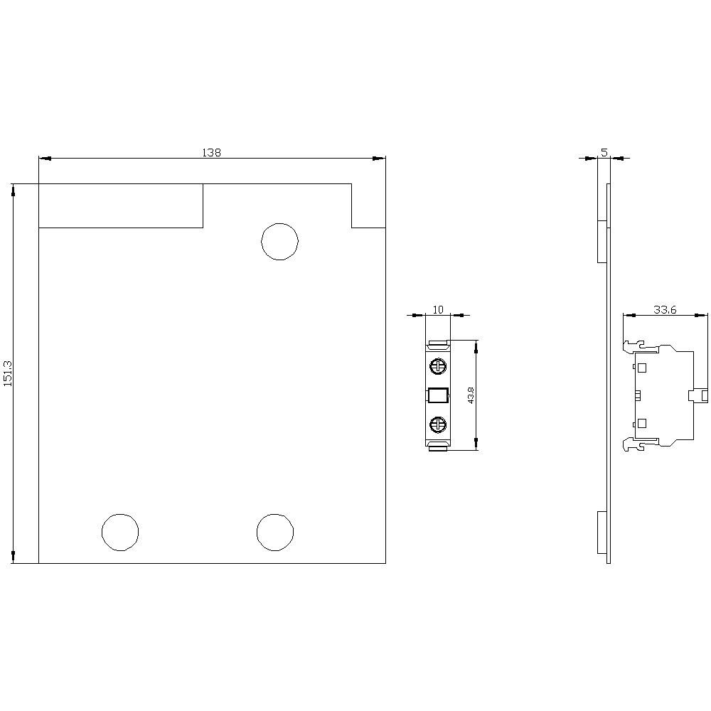 Technische Zeichnung eines quadratischen Metallbauteils mit Bohrlöchern und Maßangaben: 138 mm Breite, 152,3 mm Höhe, 5 mm Dicke.