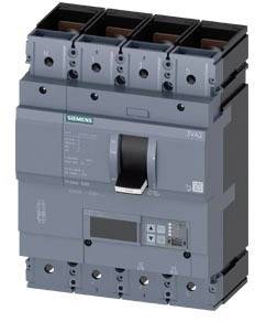 Grauer Leistungsschalter von Siemens mit Hebel in der Mitte und Bedientasten unten, für industrielle elektrische Anwendungen.