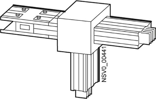 Technische Zeichnung eines mechanischen Schiebeantriebs mit Führungsschiene. Gezeigt wird die Struktur und die Hauptkomponenten.