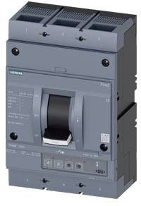Hauptschalter in einem elektrischen Schaltschrank, dreiphasig, mit schwarzen Kipphebel und grauer Gehäusefront, für Energiemanagement.