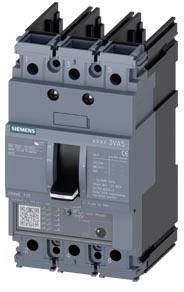 Elektrischer Leistungsschalter der Marke Siemens, graue Farbe, mit mehreren Anschlüssen und Schalthebel, geeignet zur Stromkreissicherung.
