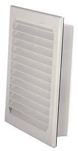 Belüftungsgitter in einem rechteckigen Rahmen, seitlich betrachtet.