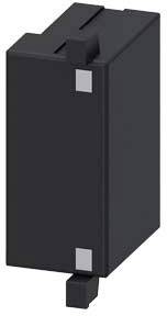 Schwarzer elektrischer Bauteil, rechteckig, mit silbernen Kontakten oben und unten. Dient zur Verbindung in elektronischen Schaltungen.