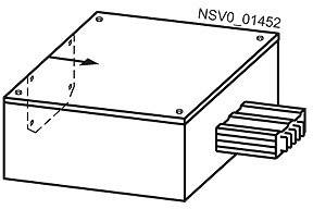 Schaltkasten mit Pfeil und Nummer 'NSV0_01452' auf dem Deckel; Anschlussstecker rechts.