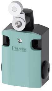 Ein türkis-schwarzer Sicherheitsschalter mit einem rotierenden Arm oben.