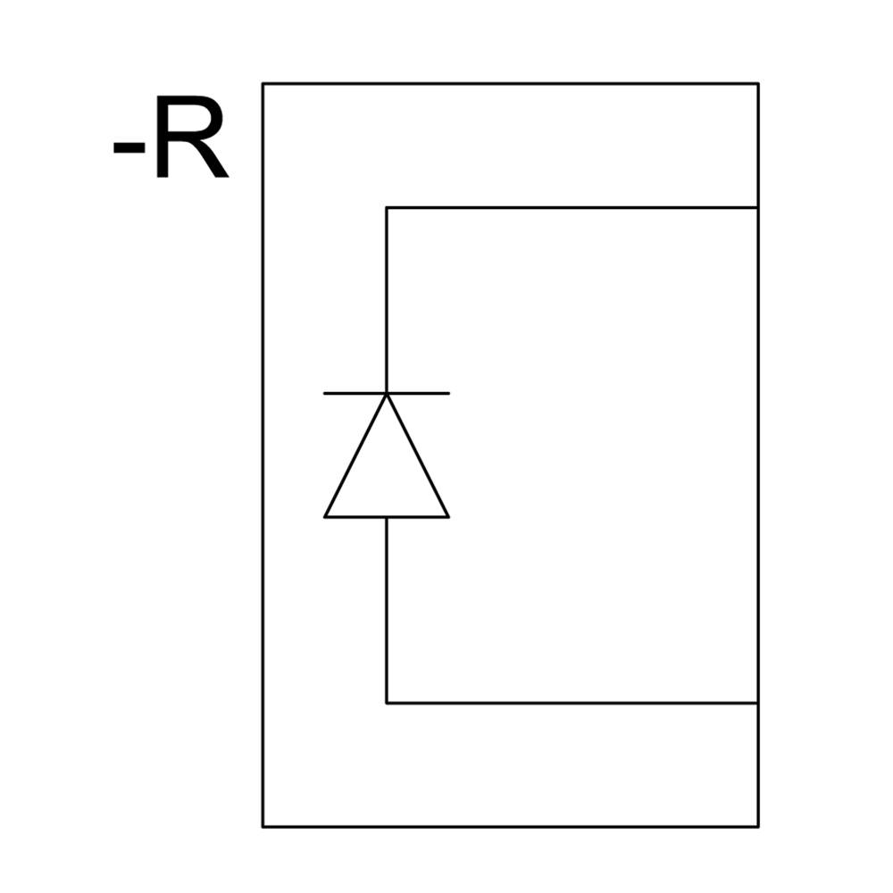 Schaltbild zeigt eine Diode im Parallelkreis mit einem Widerstand, links markiert mit -R.