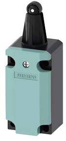 Ein türkis-schwarzer Schalter von Siemens mit einem Hebel oben, wahrscheinlich für industrielle Anwendungen geeignet.