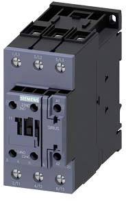 Ein elektrischer Schütz mit mehreren Anschlussklemmen und Beschriftungen auf der Vorderseite. Es gehört zu Schaltelektronik.