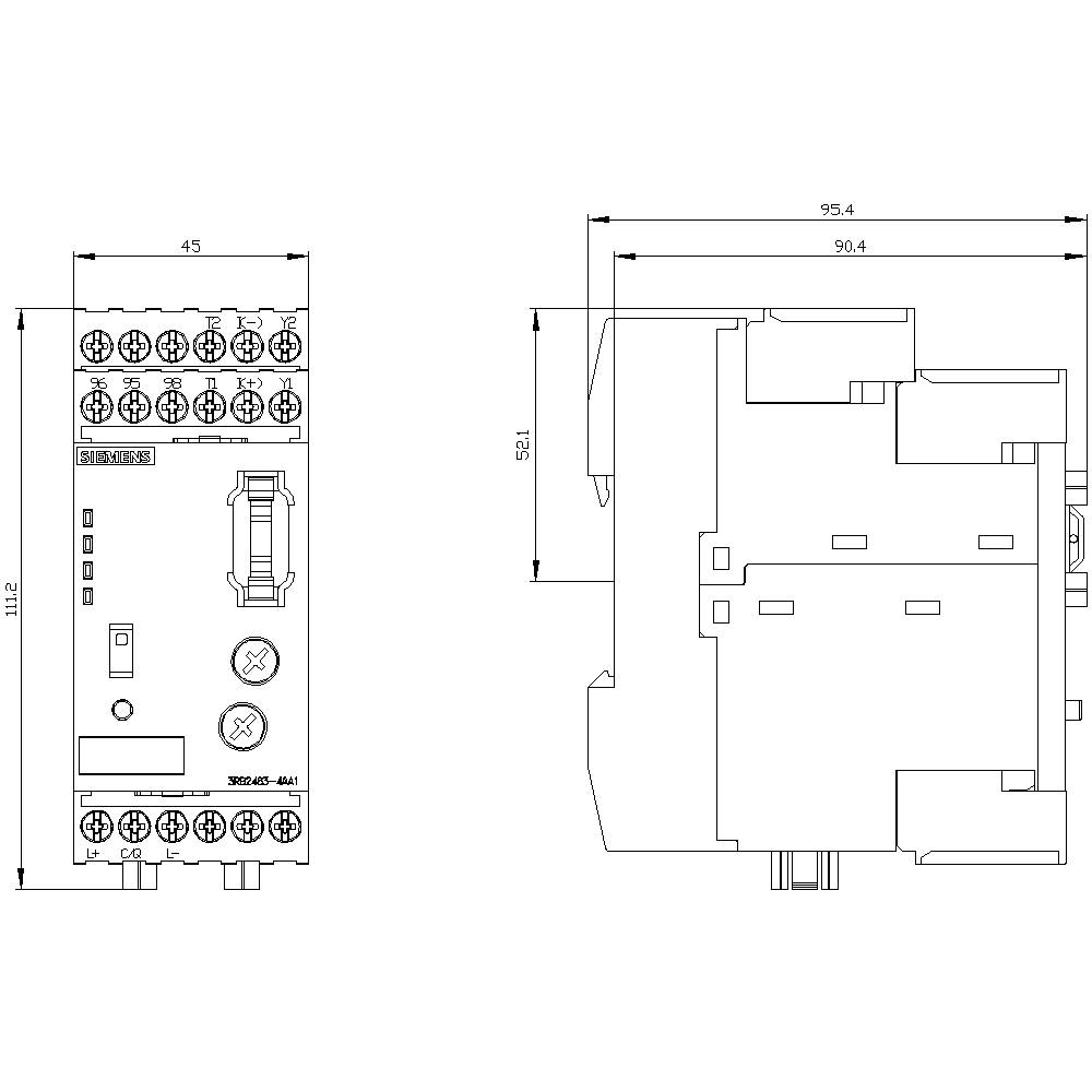 Siemens Auswerteeinheit für Motorvollschutz 1 Schließer, 1 Wechsler 3RB2483-4AA1 1St.
