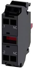 Elektrischer Schalter mit zwei Kontakten, beschriftet mit '.1 NC' und '.2 NC', Schraubanschlüsse oben und unten.