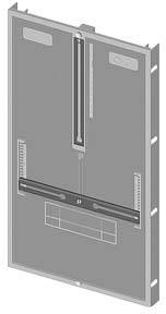 Zu sehen ist eine technische Zeichnung eines rechteckigen Bauteils mit verschiedenen horizontalen und vertikalen Markierungen und Linien.