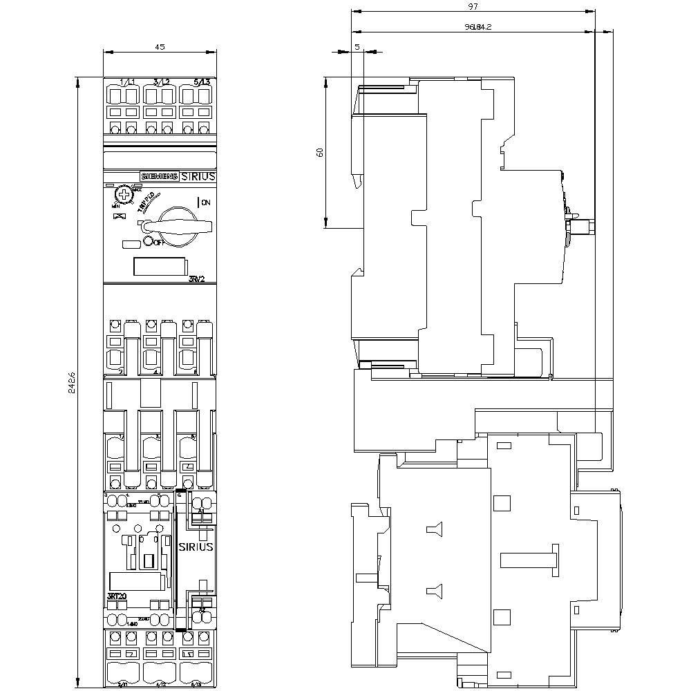 Siemens 3RA2120-4EE27-0AP0 3RA21204EE270AP0 Verbraucherabzweig Motorleistung bei 400V 15kW 690V Nennstrom 29A
