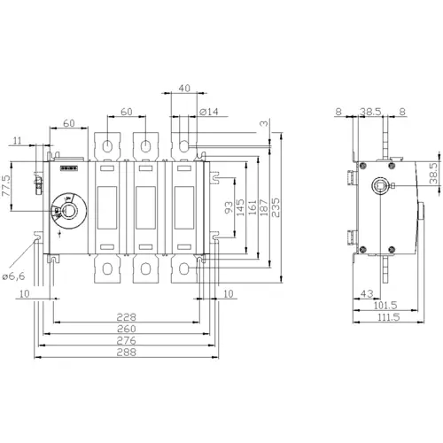 Siemens Lasttrennschalter 3polig 500 A 8 Schließer, 8 Öffner 690 V/AC 3KD44340QE100 Siemens Lasttrennschalter 3polig 500 A 8 Schließer, 8 Öffner 690 V/AC 3KD44340QE100