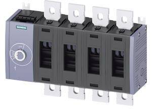 Ein elektrischer Schalter mit vier schwarzen Bereichen und Metallanschlüssen, geeignet für industrielle Anwendungen.