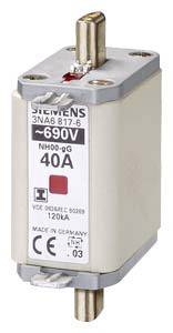 Sicherungseinsatz Siemens 3NA6 817-6, NH00-gG, 690V, 40A. Geeignet für industrielle Anwendungen, in Deutschland hergestellt.