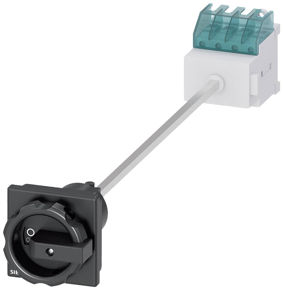 Ein Schalter mit langem Stab, schwarzer runder Vorderseite und weißem hinteren Gehäuse, geeignet für elektrische Installationen.
