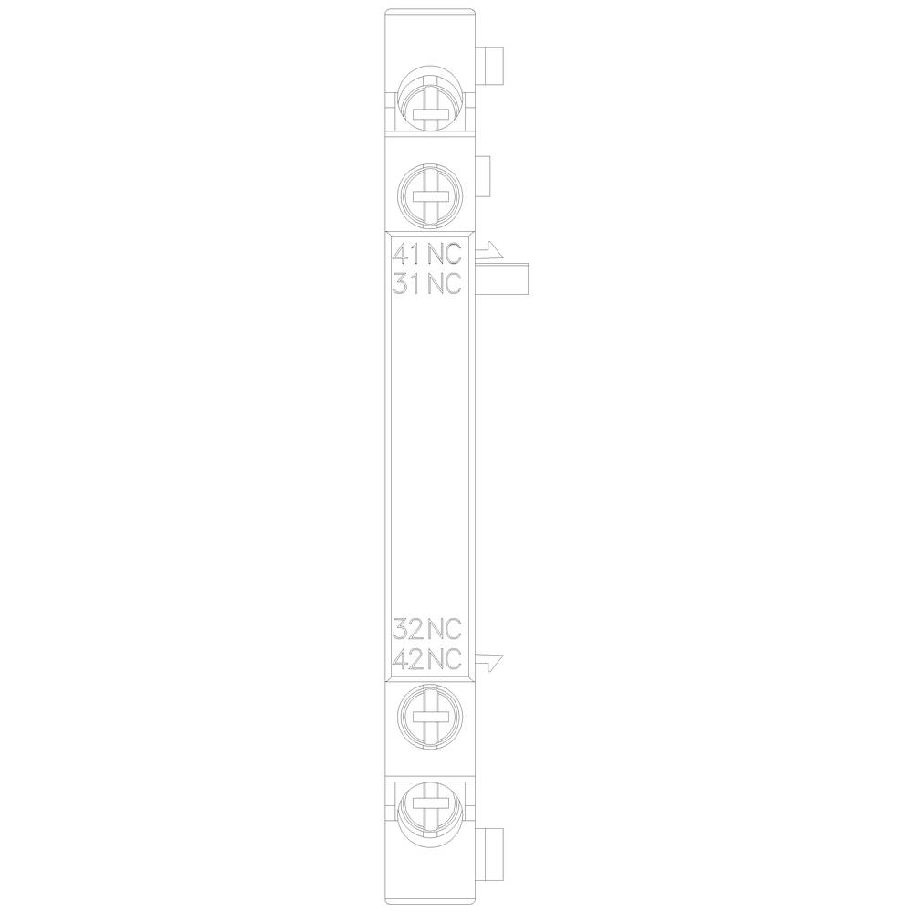 Zeichnung eines schmalen, rechteckigen Bauelements mit Knöpfen und Beschriftung '41 NC', '31 NC', '32 NC', '42 NC'.