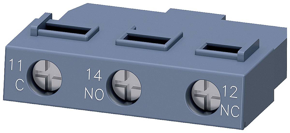 Dreipoliger Anschlussblock mit den Beschriftungen '11 C', '14 NO' und '12 NC' auf der Vorderseite.