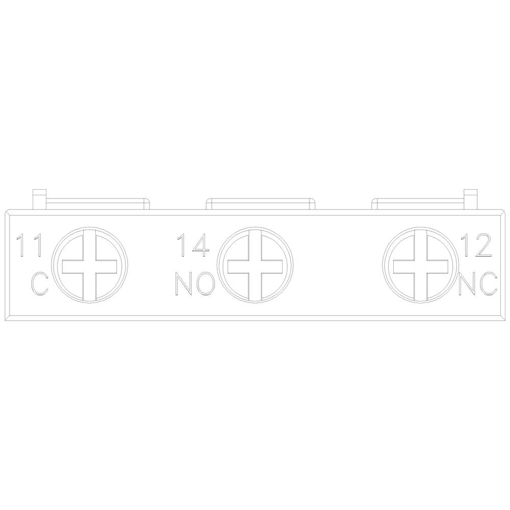 Ein Schaltplan zeigt drei Anschlusskontakte: links '11 C', in der Mitte '14 NO', rechts '12 NC'.
