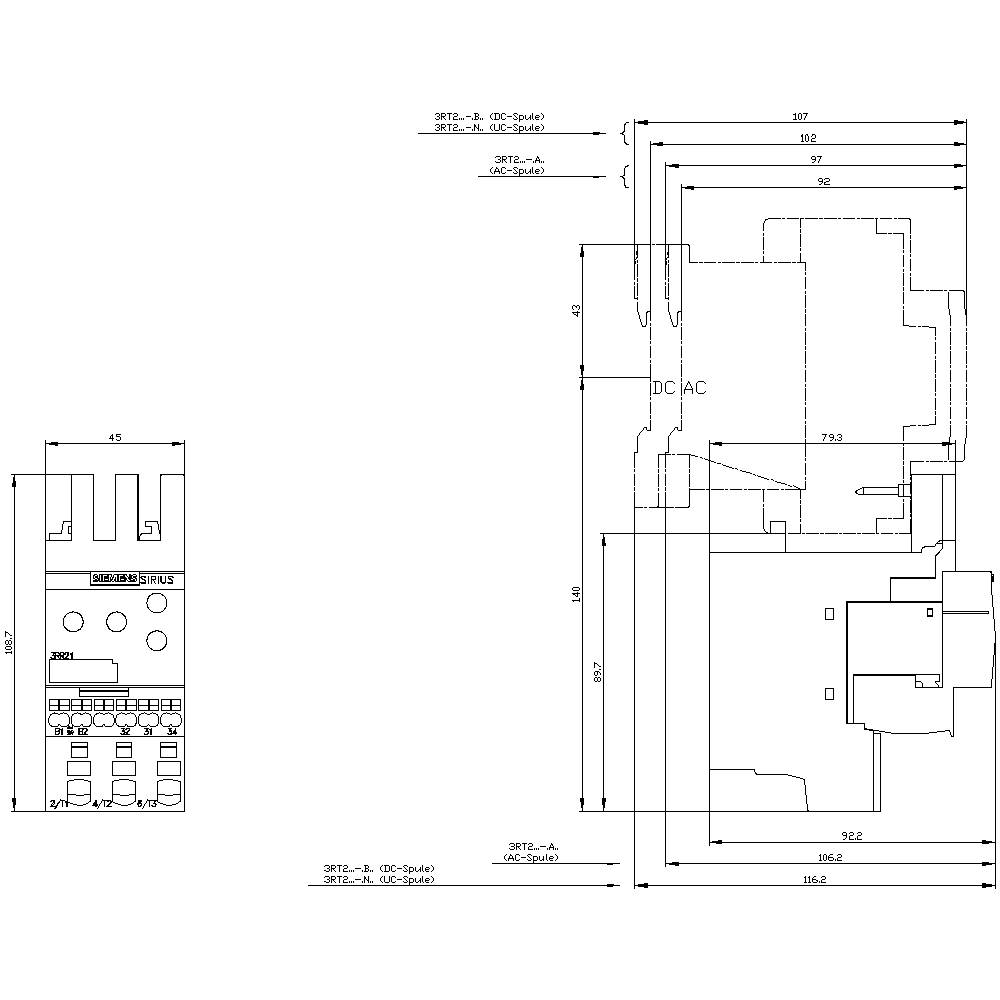 Technische Zeichnung einer elektronischen Komponente mit Abmessungen und Anschlussdiagramm. Details von Positionen und Maßen sind zu erkennen.