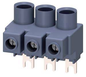 Dreipolige Steckverbindung mit abgerundeten Hohlraumöffnungen und Metallkontakten, häufig in elektronischen Schaltungen verwendet.