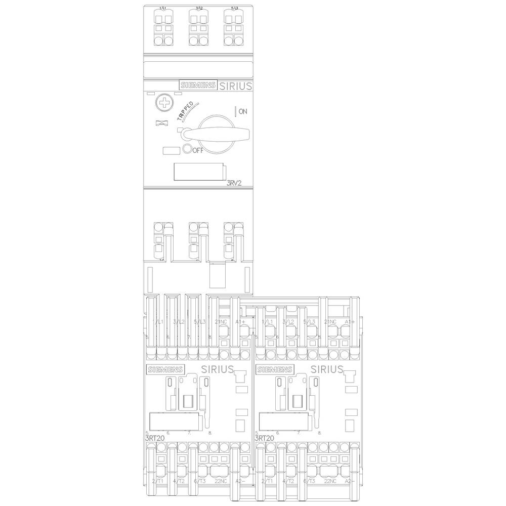 Siemens 3RA2210-1AE15-2BB4 3RA22101AE152BB4 Verbraucherabzweig Motorleistung bei 400V 0.55kW 690V Nennstrom 1.5A