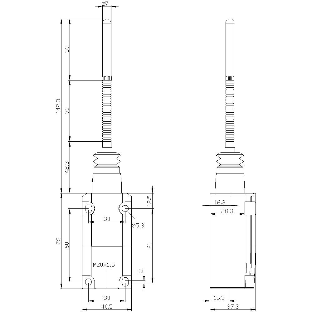 Siemens 3SE51120CR01 3SE5112-0CR01 Positionsschalter 6 A Federstab, Kunststoffstößel IP65, IP67 1 S