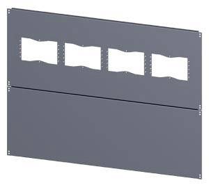 Grau lackiertes Metallteil mit mehreren rechteckigen Aussparungen in einer Reihe.