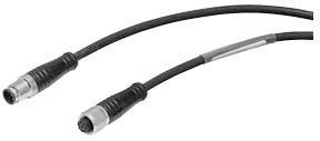 Zwei schwarze Kabel mit runden Steckverbindern