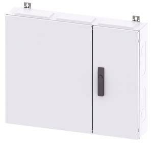 Metall-Schaltschrank mit zwei Türen und zentralem schwarzen Griff, montiert an einer Wand.