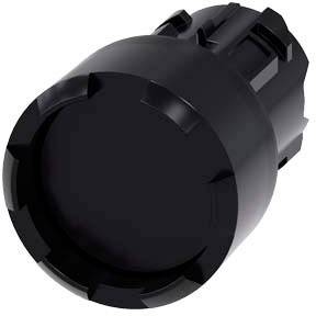 Ein schwarzer, zylindrischer Kunststoffdeckel mit flachem Oberteil und abgerundeten Kanten, möglicherweise Teil eines Verschlusssystems.