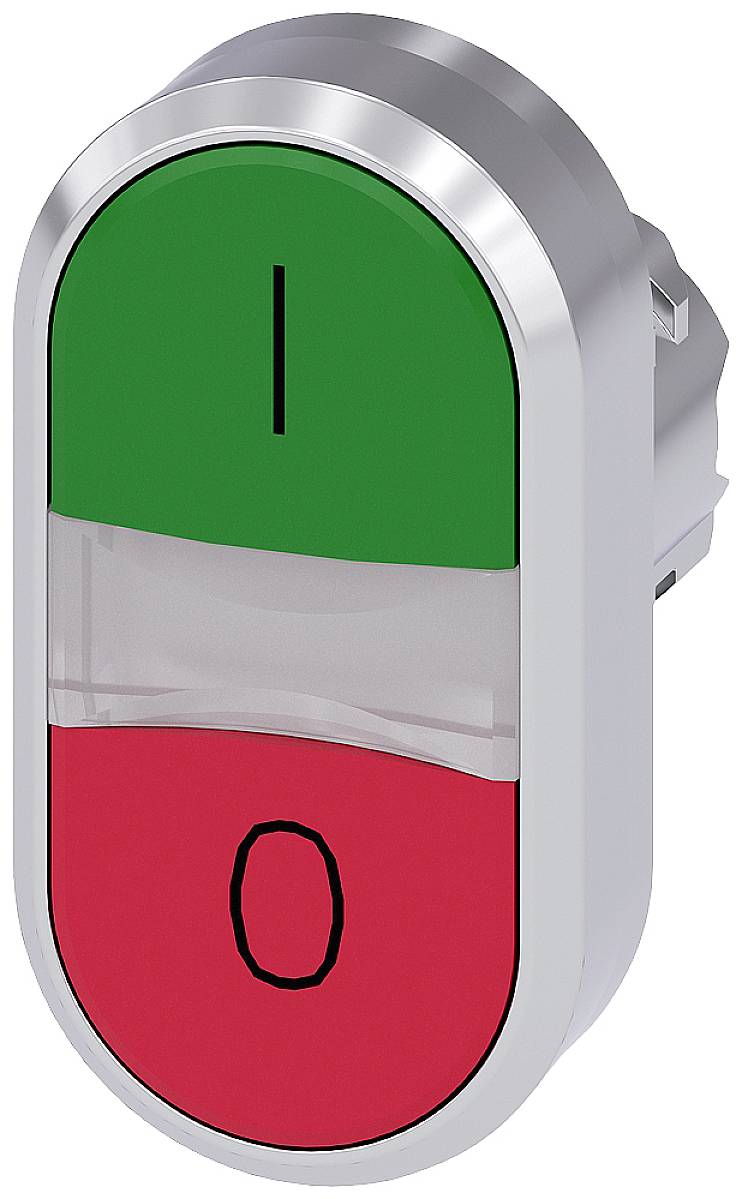 Zweifarbiger Schalter: oben grün mit 'I' für Ein, unten rot mit 'O' für Aus.