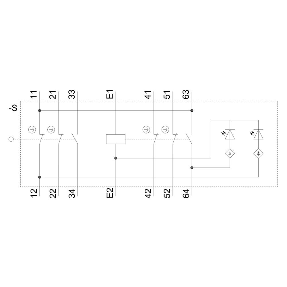 Schaltplan eines elektrischen Steuerkreises mit mehreren Schaltern, Relais und Leuchten. Links sind Steckverbindungen, rechts LEDs.